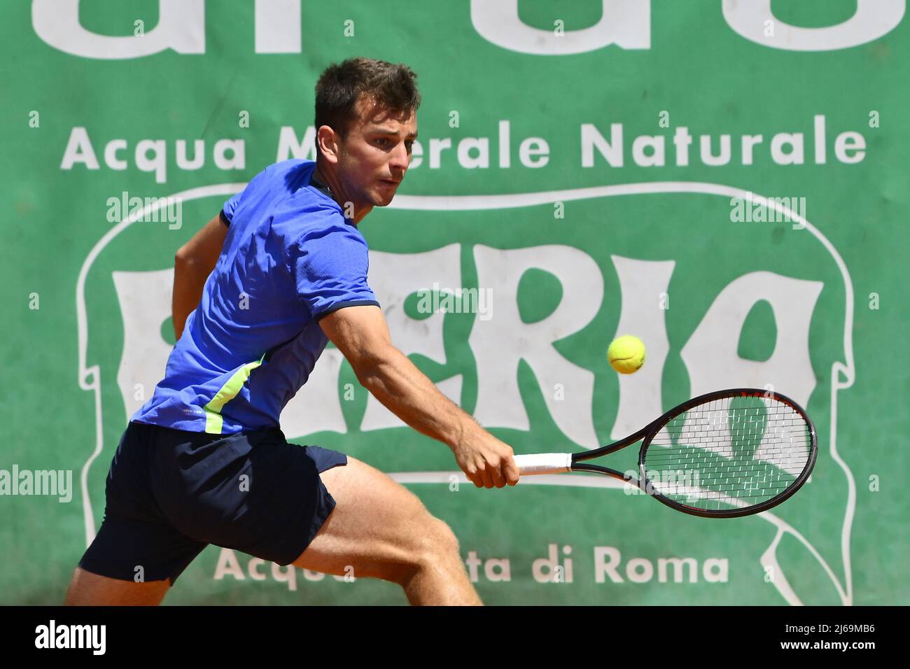 Rome, Italy. 29th Apr, 2022. Ergi Kirkin (TUR) during the quarter-finals at  the ATP Challenger Roma Open 2022, tennis tournament on April 29, 2022 at  Garden Tennis Club in Rome, Italy Credit: