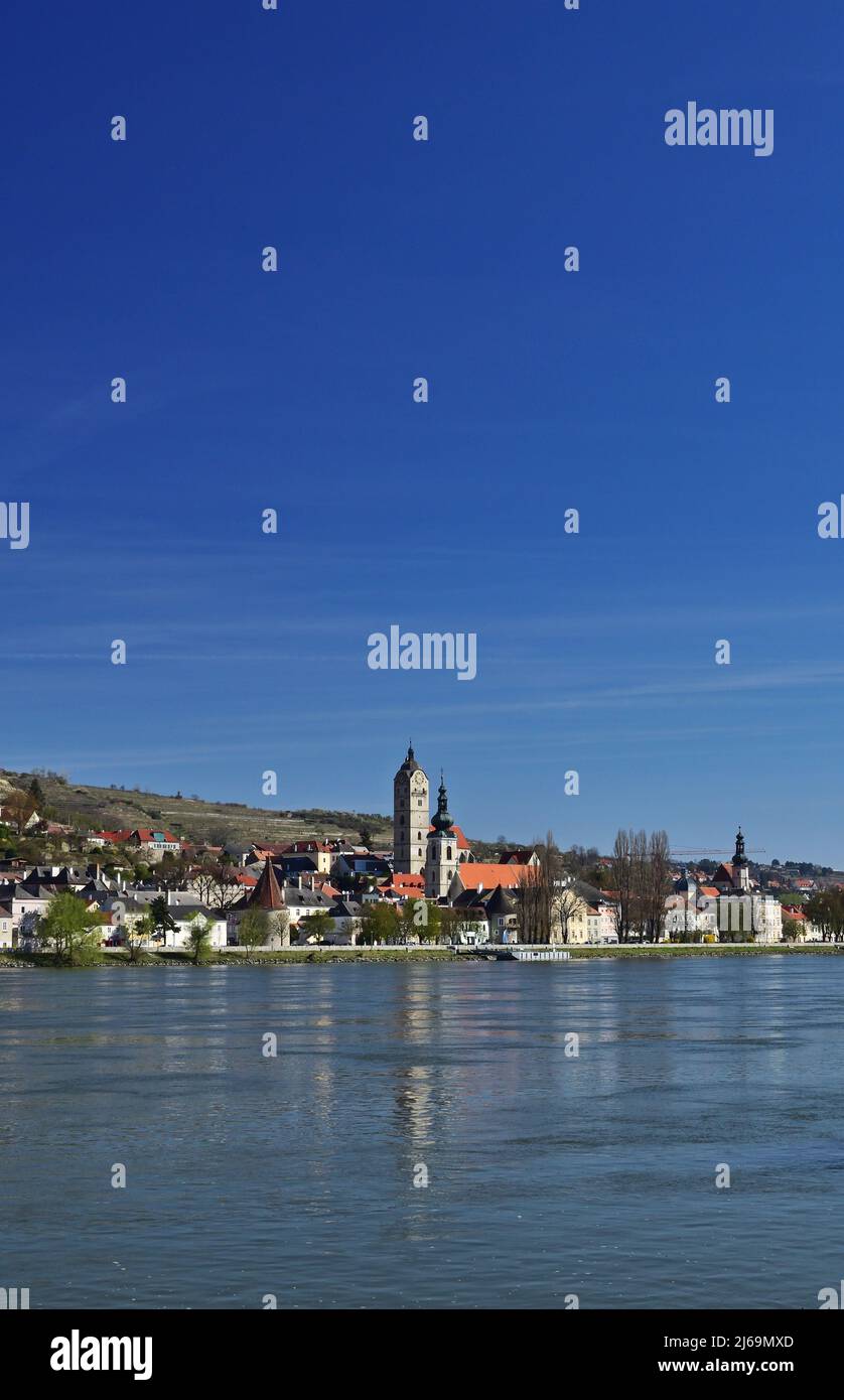 Scenic view of Krems and Danube river in the Wachau region, Lower Austria Stock Photo