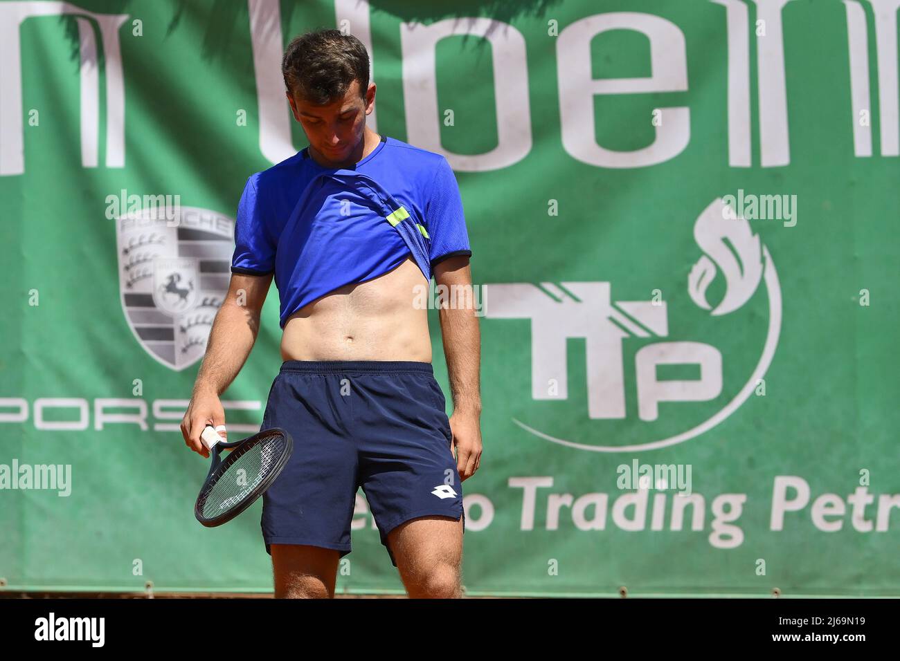 Rome, Italy. 29th Apr, 2022. Ergi Kirkin (TUR) during the quarter-finals at the ATP Challenger Roma Open 2022, tennis tournament on April 29, 2022 at Garden Tennis Club in Rome, Italy Credit: Live Media Publishing Group/Alamy Live News Stock Photo