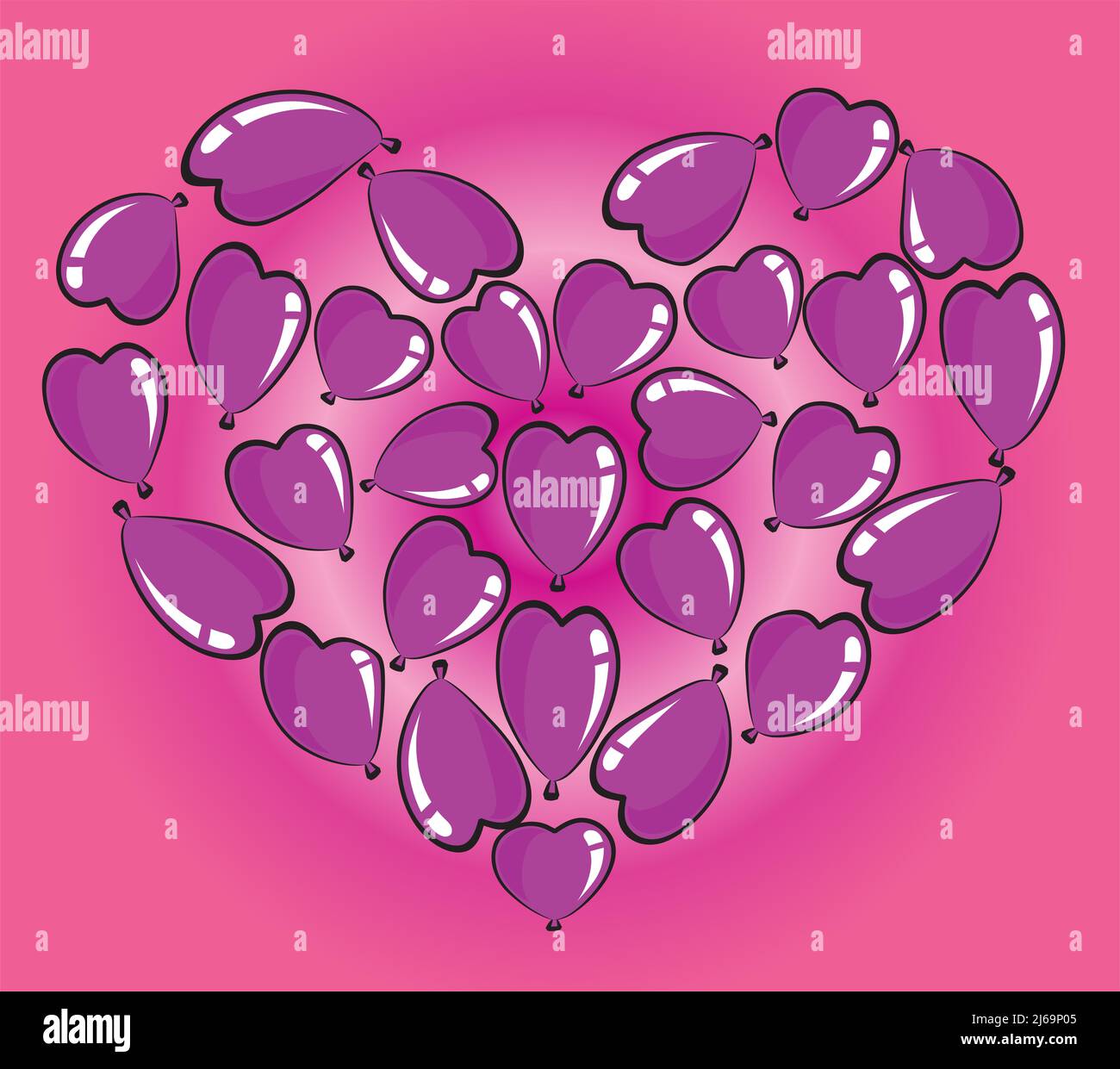 vector drawing heart shape balloons design background Stock Photo - Alamy