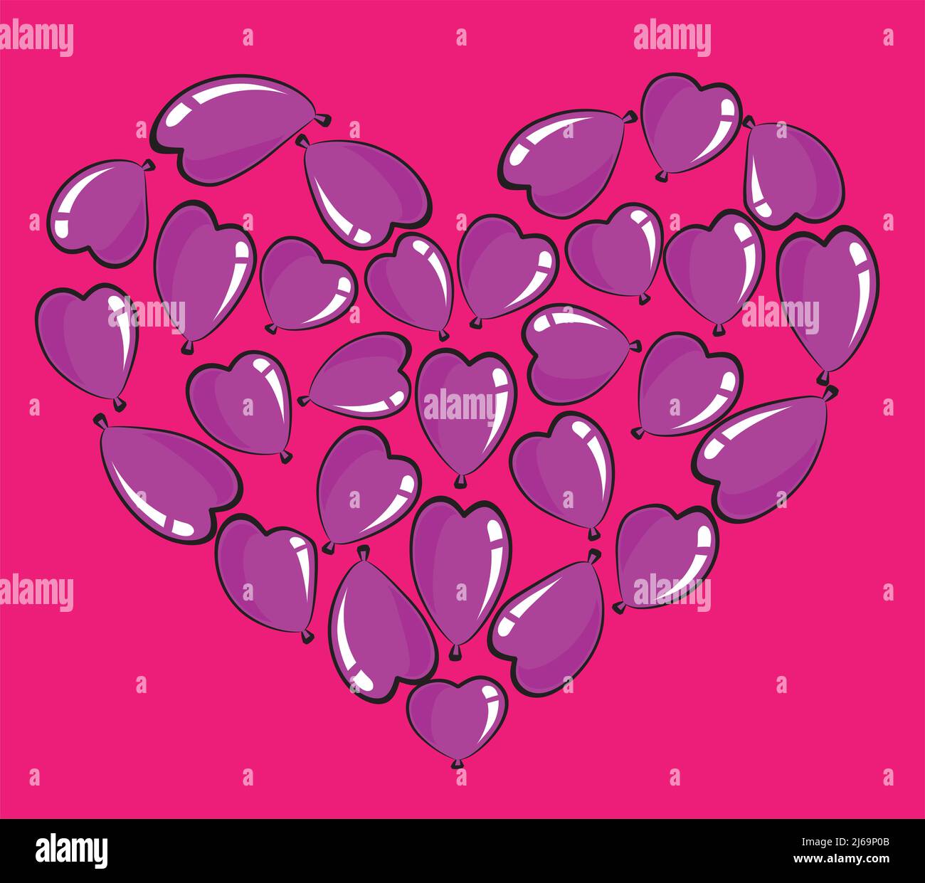 vector drawing heart shape balloons design background Stock Photo - Alamy
