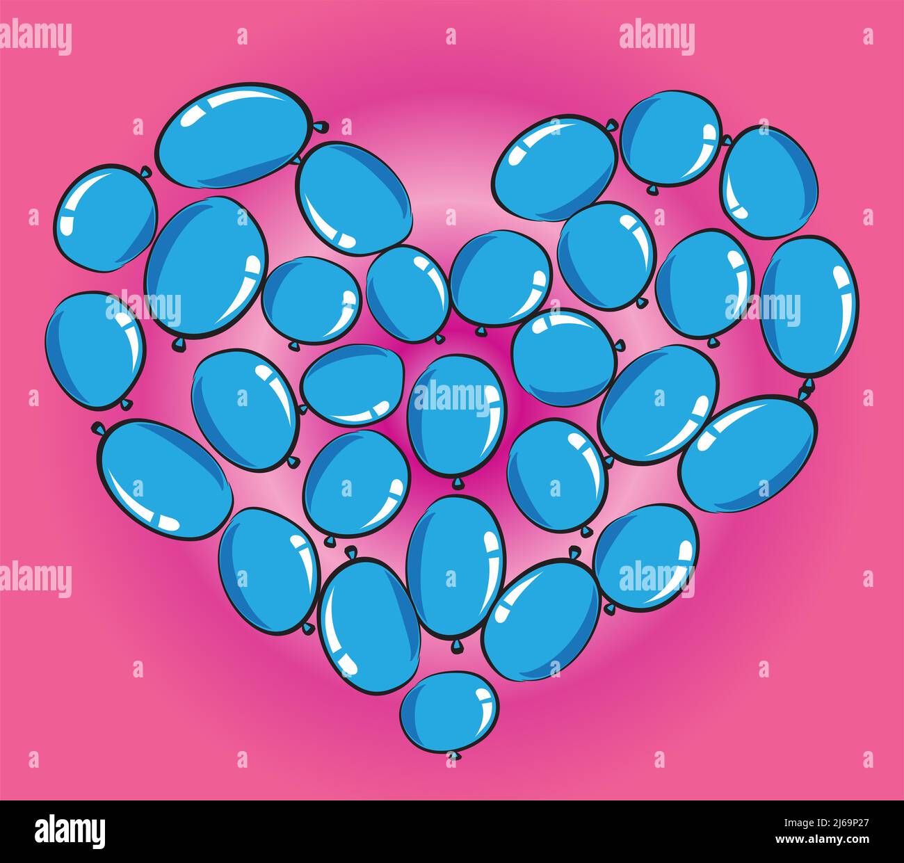 vector drawing heart shape balloons design background Stock Photo - Alamy