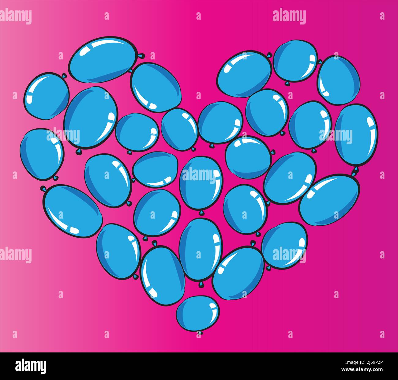 vector drawing heart shape balloons design background Stock Photo - Alamy