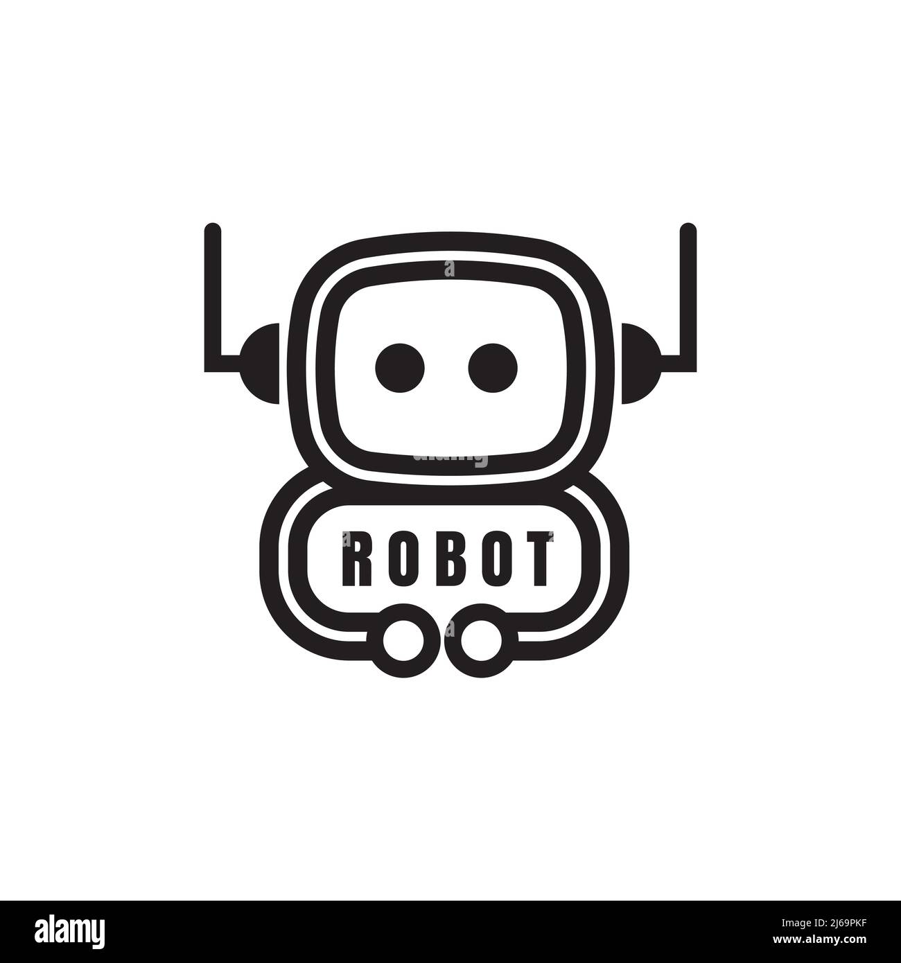 Robot Cute Cartoon Vector Icons Illustration. Premium Isolated Vector Science Technology Icon Concept. Stock Vector