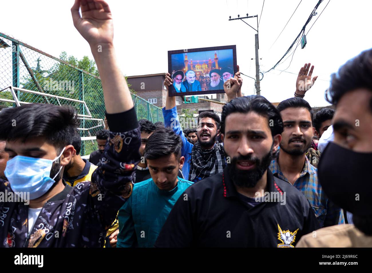 Kashmir, India. 29th Apr, 2022. A Kashmiri Muslim holds a pro ...