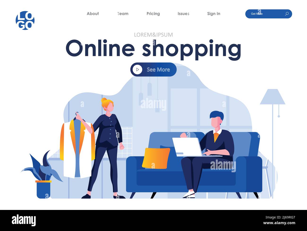 shopping flat landing page design 