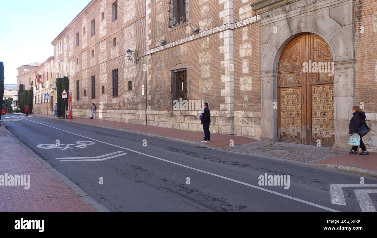 People in Alcala de Henares Street Winter 2020. World Heritage City Stock Photo