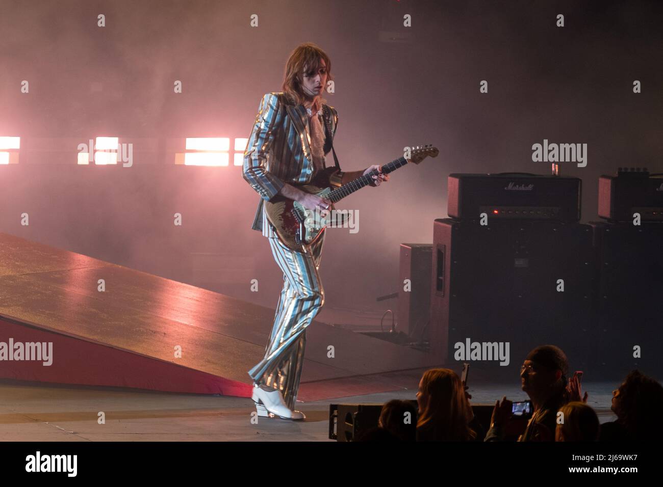 Verona, Italy. 28 April, 2022. Picture shows Maneskin band during the performs at Arena di Verona Credit: Roberto Tommasini/Alamy Live News Stock Photo
