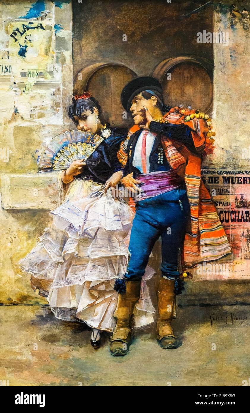 Seville dance couple (1885) by Jose Garia Ramos (1852 - 1912) Stock Photo