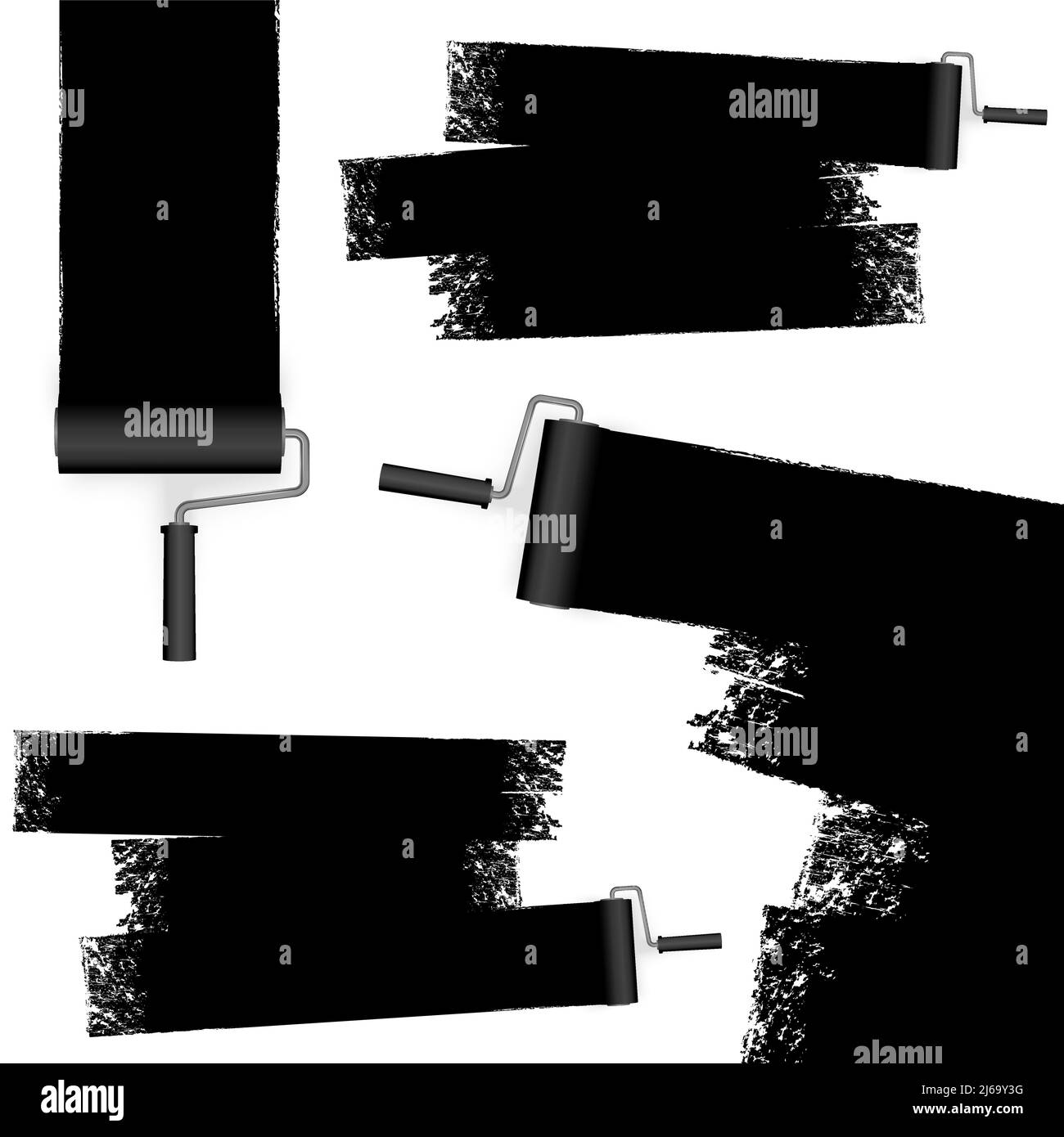 isolated on white background paint roller with painted markings colored