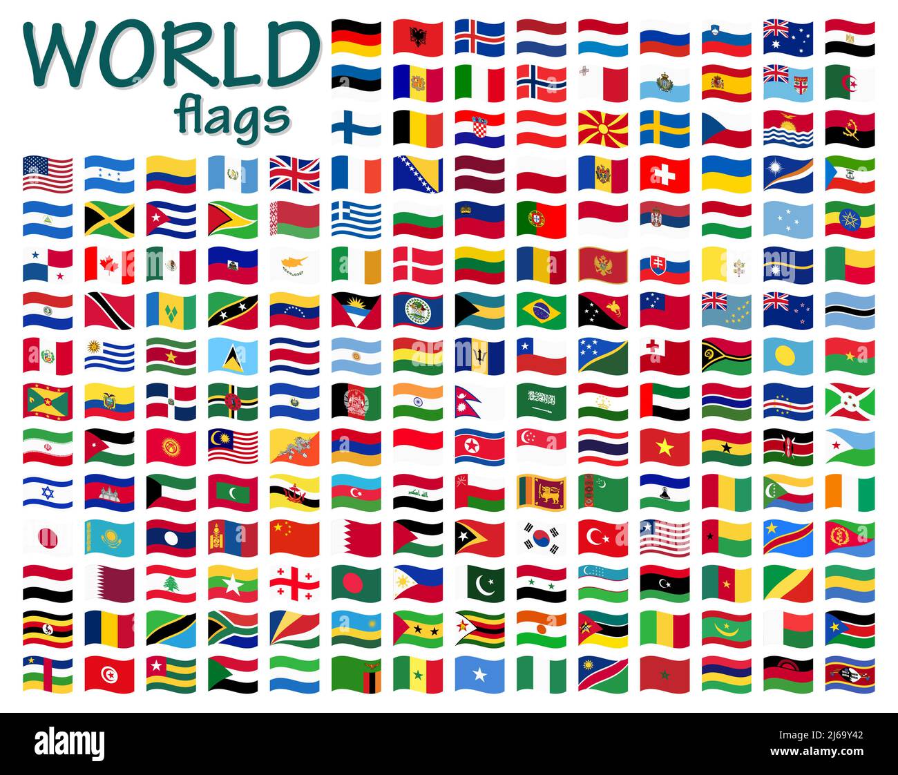 collection of flags from all national countries of the world Stock Vector