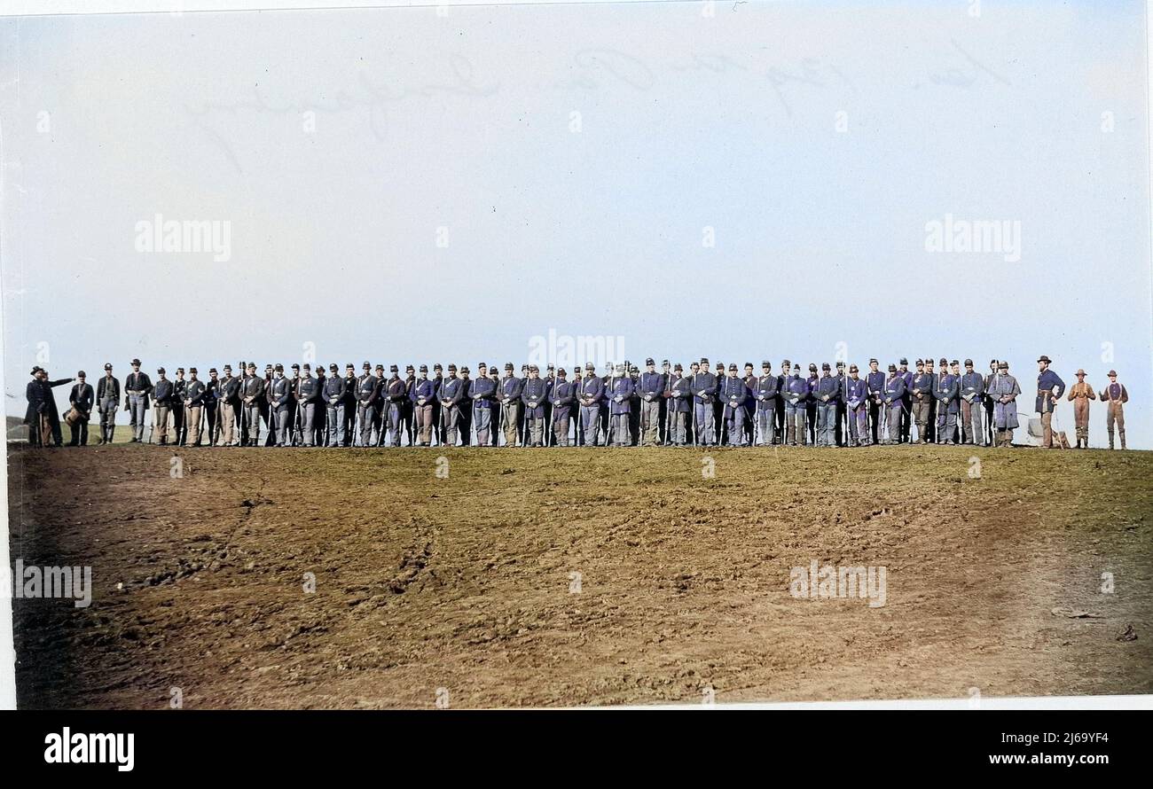 Line of Soldiers, 139th Pennsylvania Infantry. 1861–1865 Stock Photo