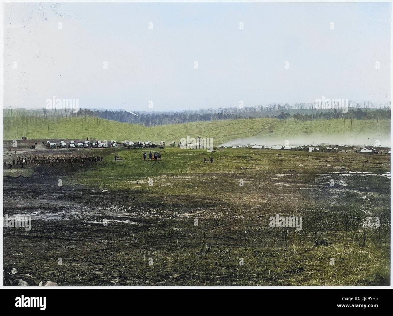 Winter Quarters of a Cavalry Regiment in the Army of the Potomac, Near Brandy Station, Virginia. 1864 Stock Photo