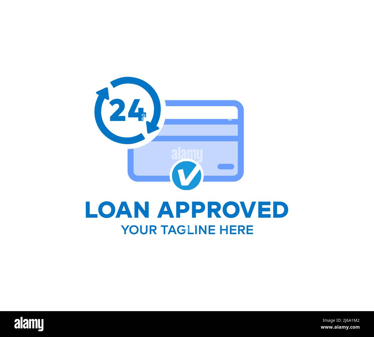 Loan Approved Accepted Application logo design. Loan Approved, Financial loan money contract agreement company credit or person loan approval. Stock Vector