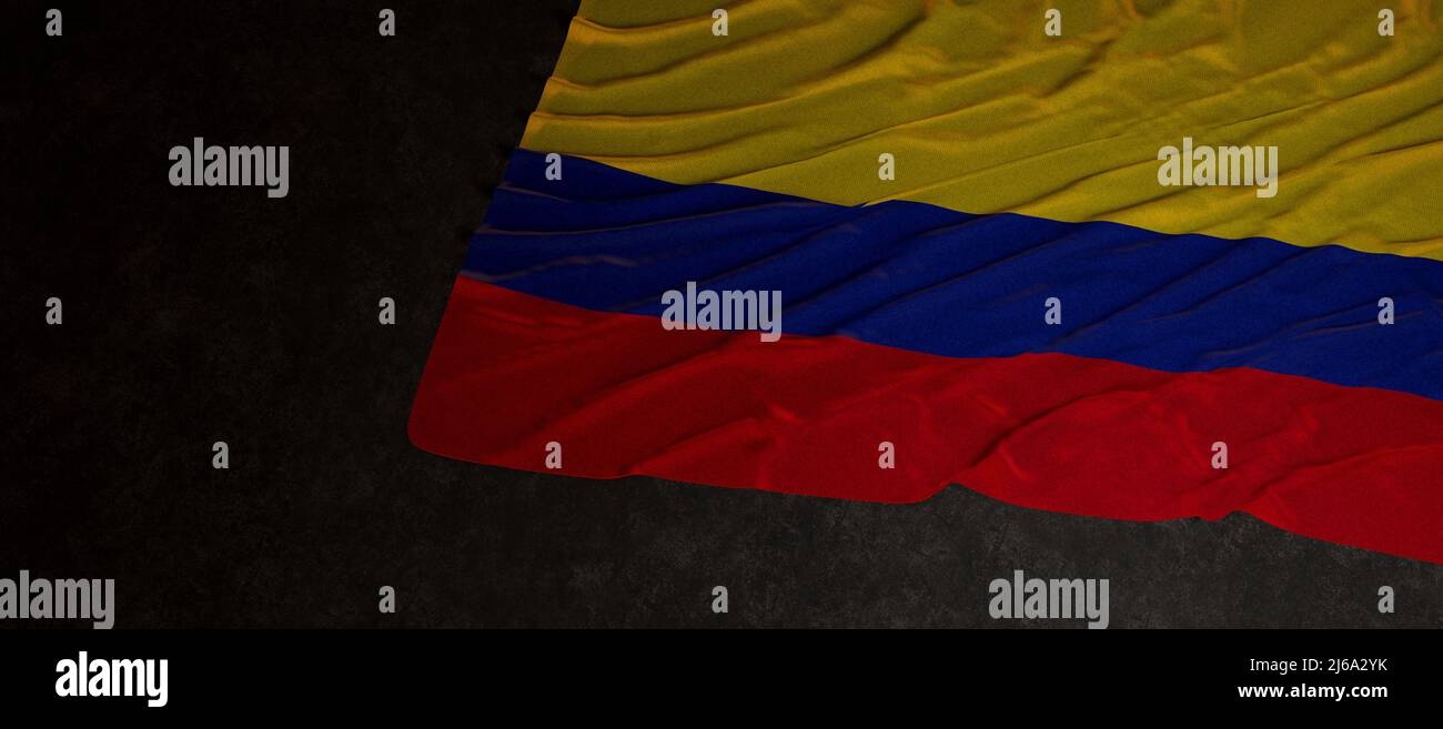 Flag of the Colombia on a black background 3D Render Stock Photo