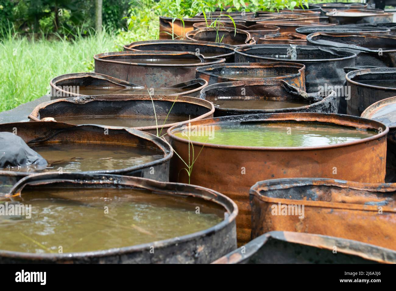 Water is stored in big cans Stock Photo Alamy