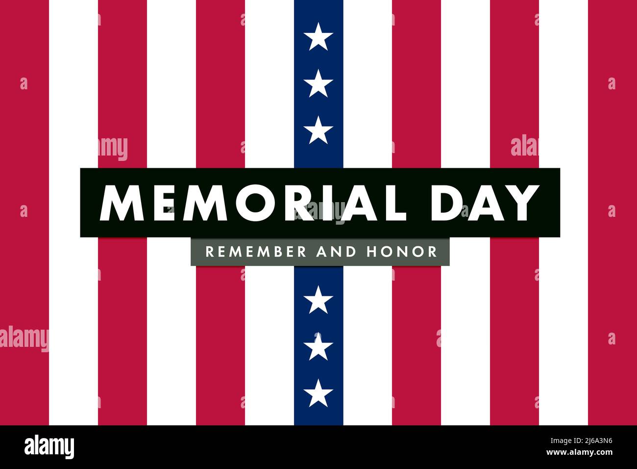 USA Memorial Day, Remember and honor. Happy holiday in the United States. Illustration with American flag background, poster or banner Stock Photo