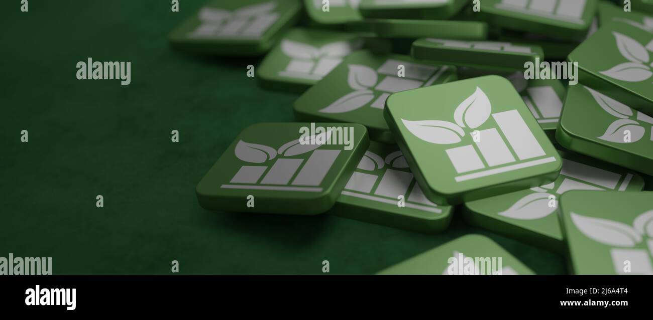 Sustainable Green Growth Icon. Concept showing rising bar chart with ...