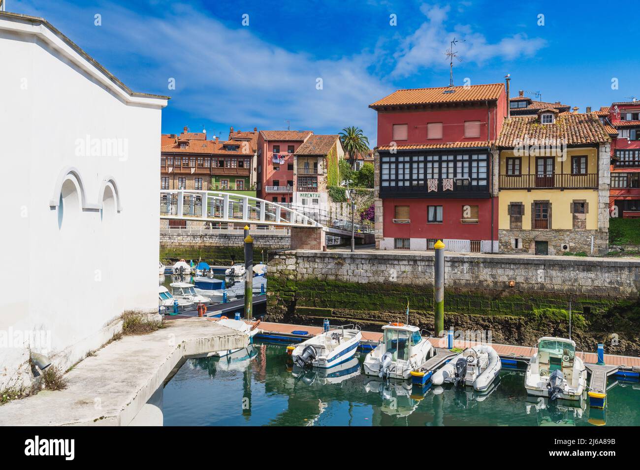 Llanes, Asturias, Spain, July 24, 2021. Port of the city of Llanes in the Cantabrian Sea, in