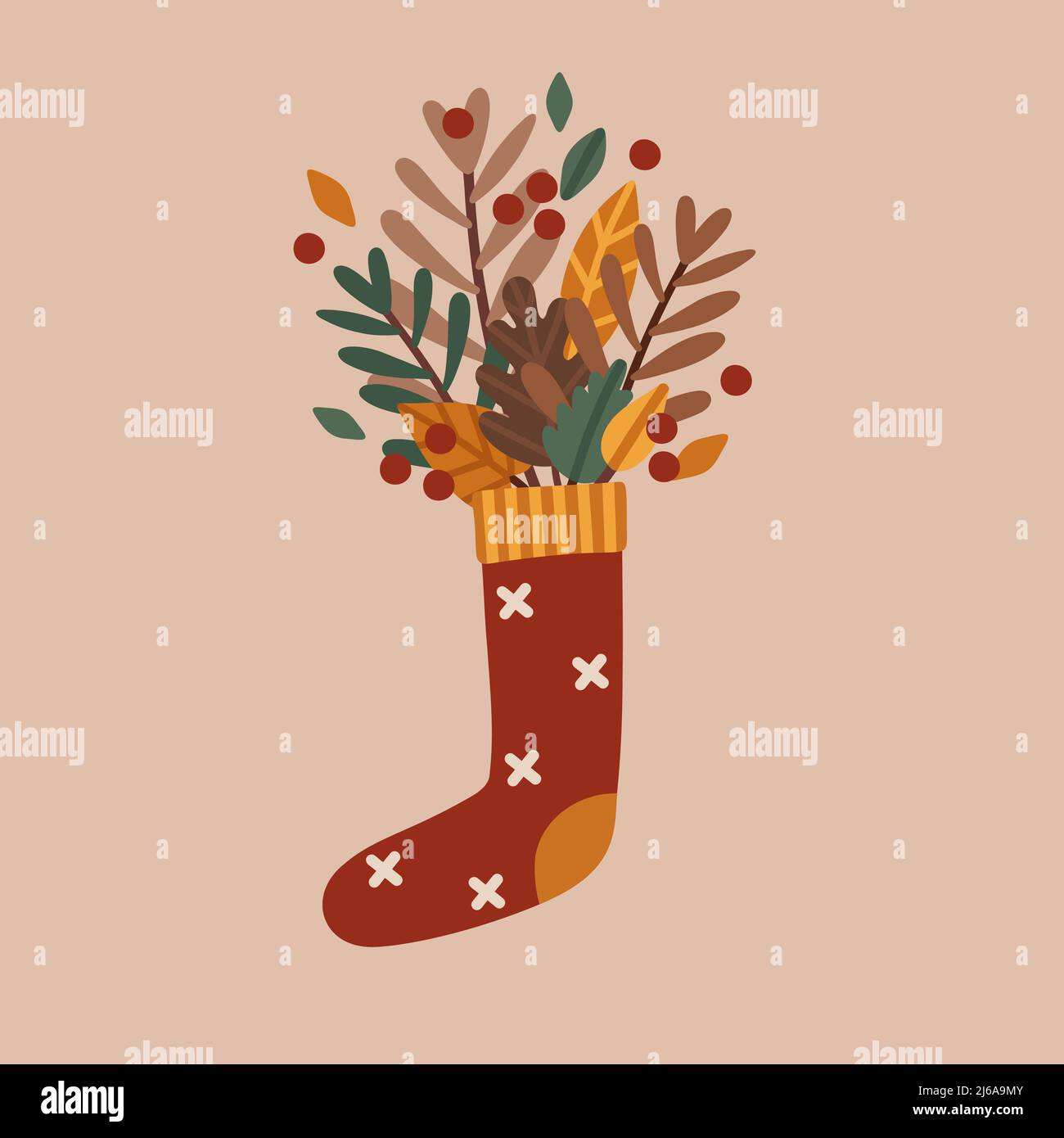 Autumn sock Stock Vector