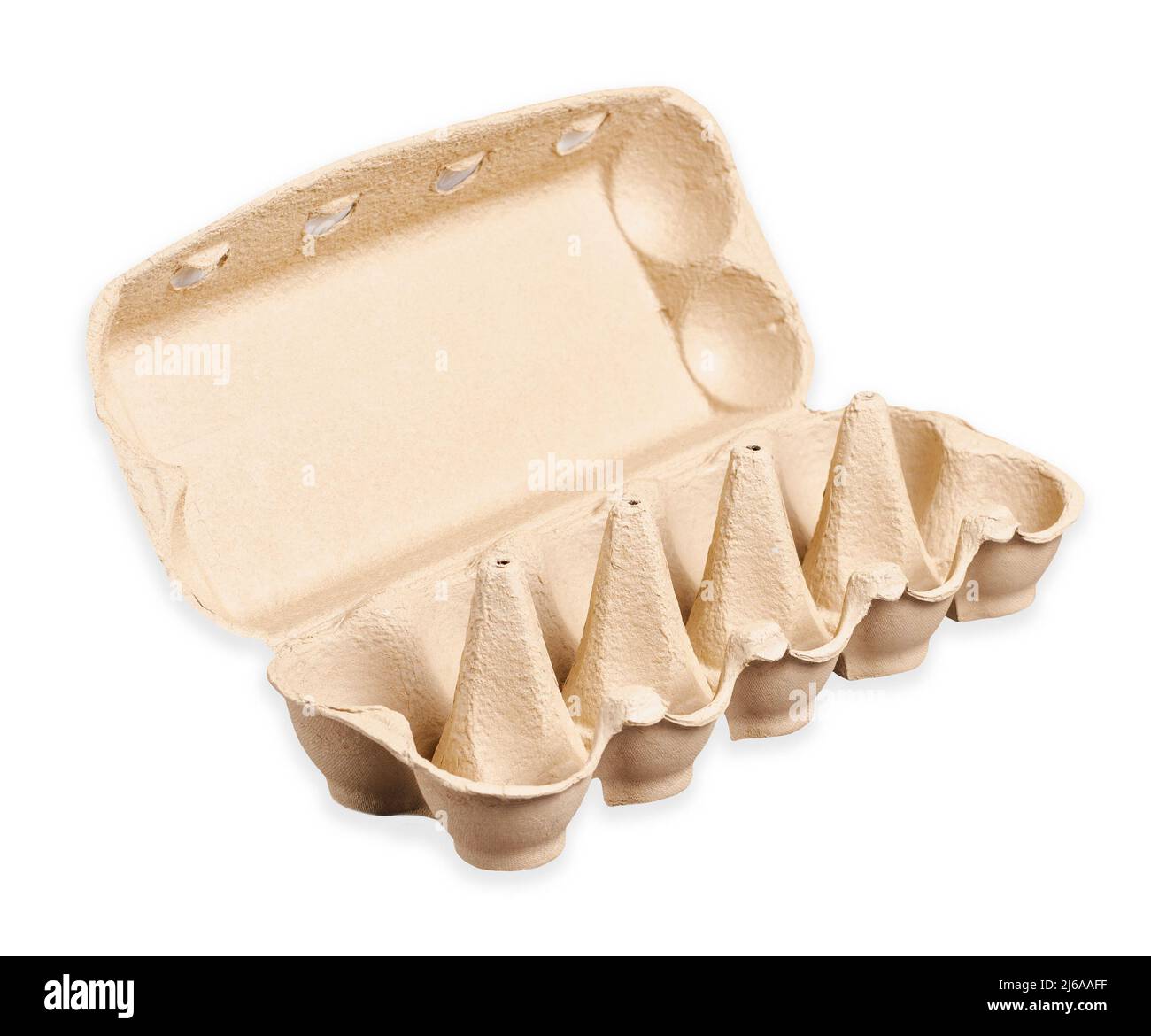 Fresh organic chicken eggs in open carton pack or egg container on