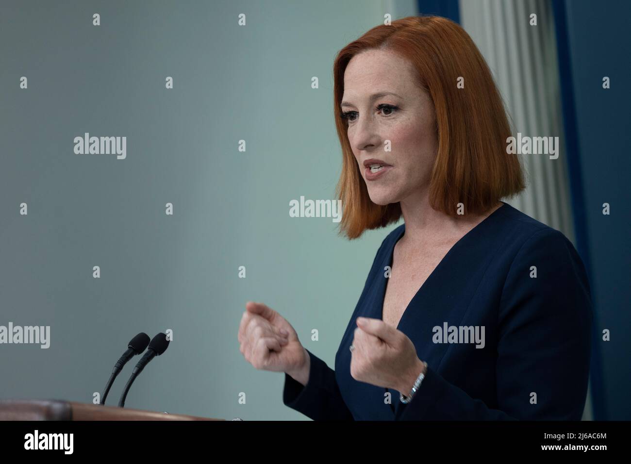 White House Press Secretary Jen Psaki holds a news briefing at the White House in Washington, DC, April 29, 2022. Credit: Chris Kleponis / CNP Stock Photo