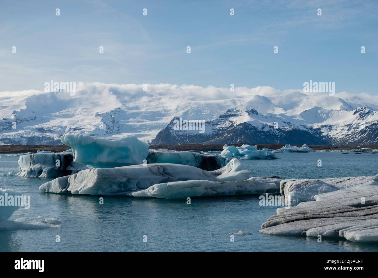Photograph of Jökulsárlón Ice Lagoon, a lagoon formed by melt water ...