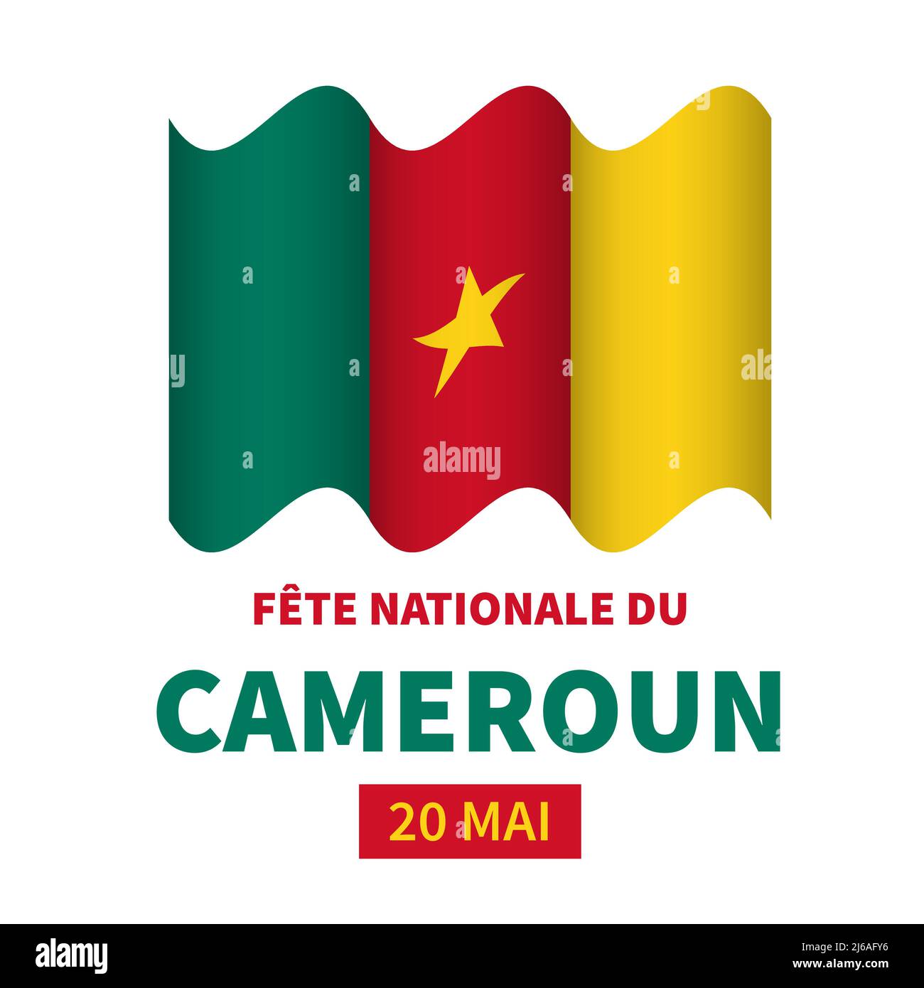 Cameroon National Day typography poster in French. Cameroonian holiday