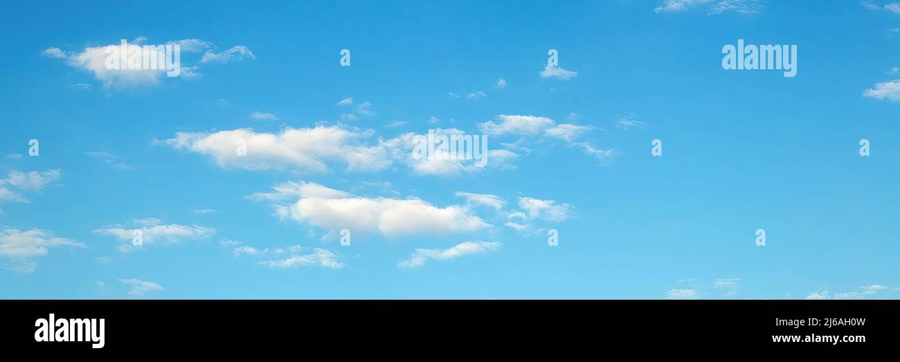 Beautiful blue sky panorama. Blue sky and white cloudy. Stock Photo