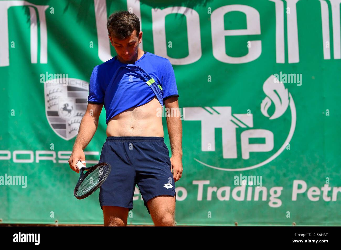 Rome, Italy. 29th Apr, 2022. Ergi Kirkin (TUR) during the quarter-finals at  the ATP Challenger Roma Open 2022, tennis tournament on April 29, 2022 at  Garden Tennis Club in Rome, Italy (Photo