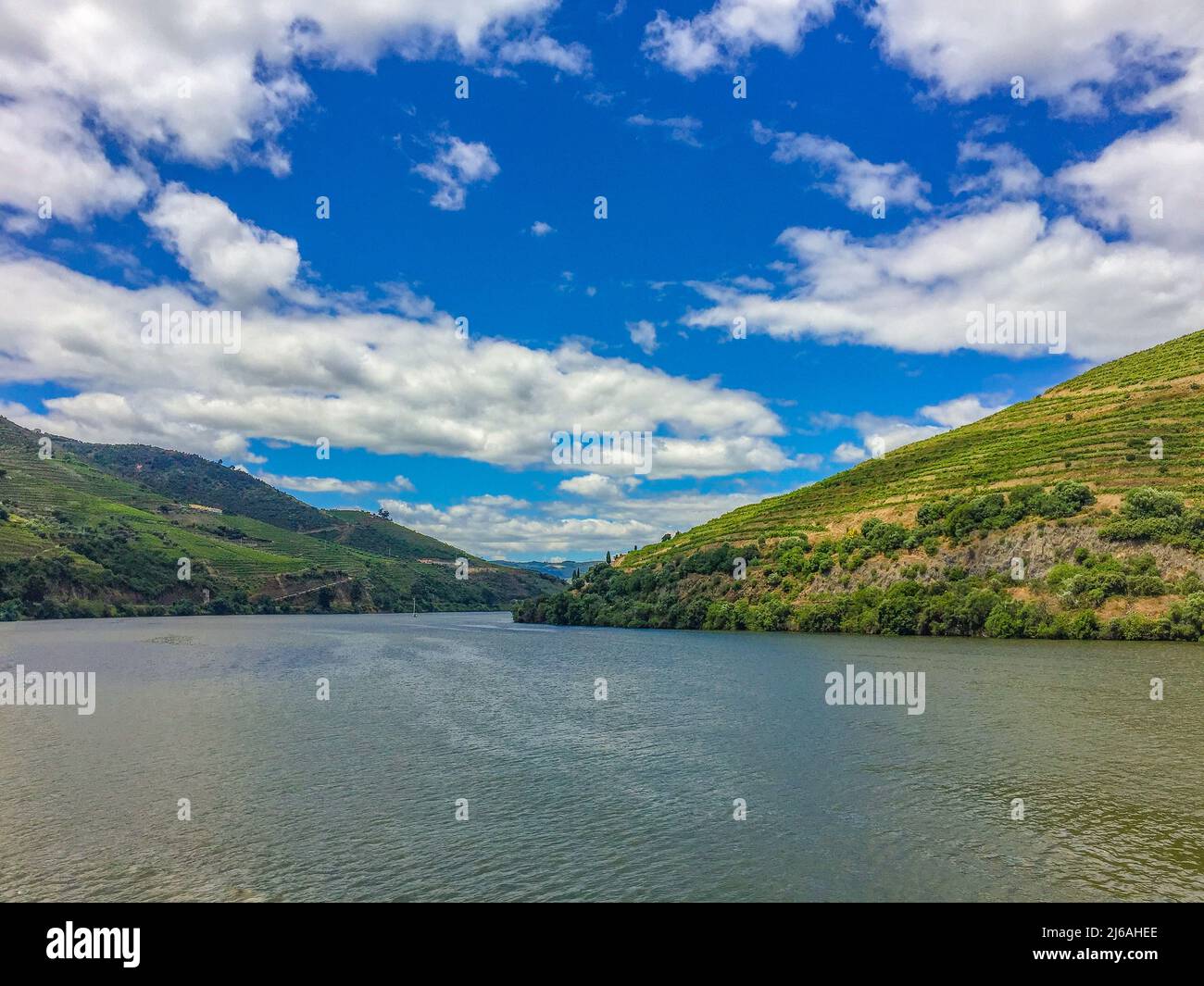 View over the Douro Region Landscape, With the Douro River. Douro Valley, Portugal Stock Photo