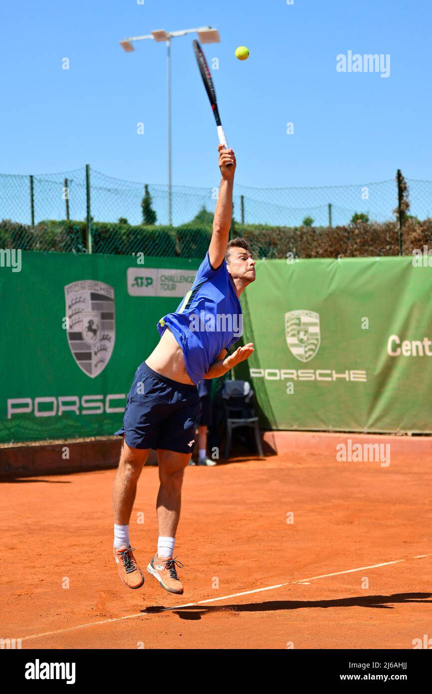 Rome, Italy. 29th Apr, 2022. April 29, 2022, Rome, Italy: Ergi Kirkin (TUR) during the quarter-finals at the ATP Challenger Roma Open 2022, tennis tournament on April 29, 2022 at Garden Tennis Club in Rome, Italy  (Credit Image: © Domenico Cippitelli/Pacific Press via ZUMA Press Wire) Credit: ZUMA Press, Inc./Alamy Live News Stock Photo
