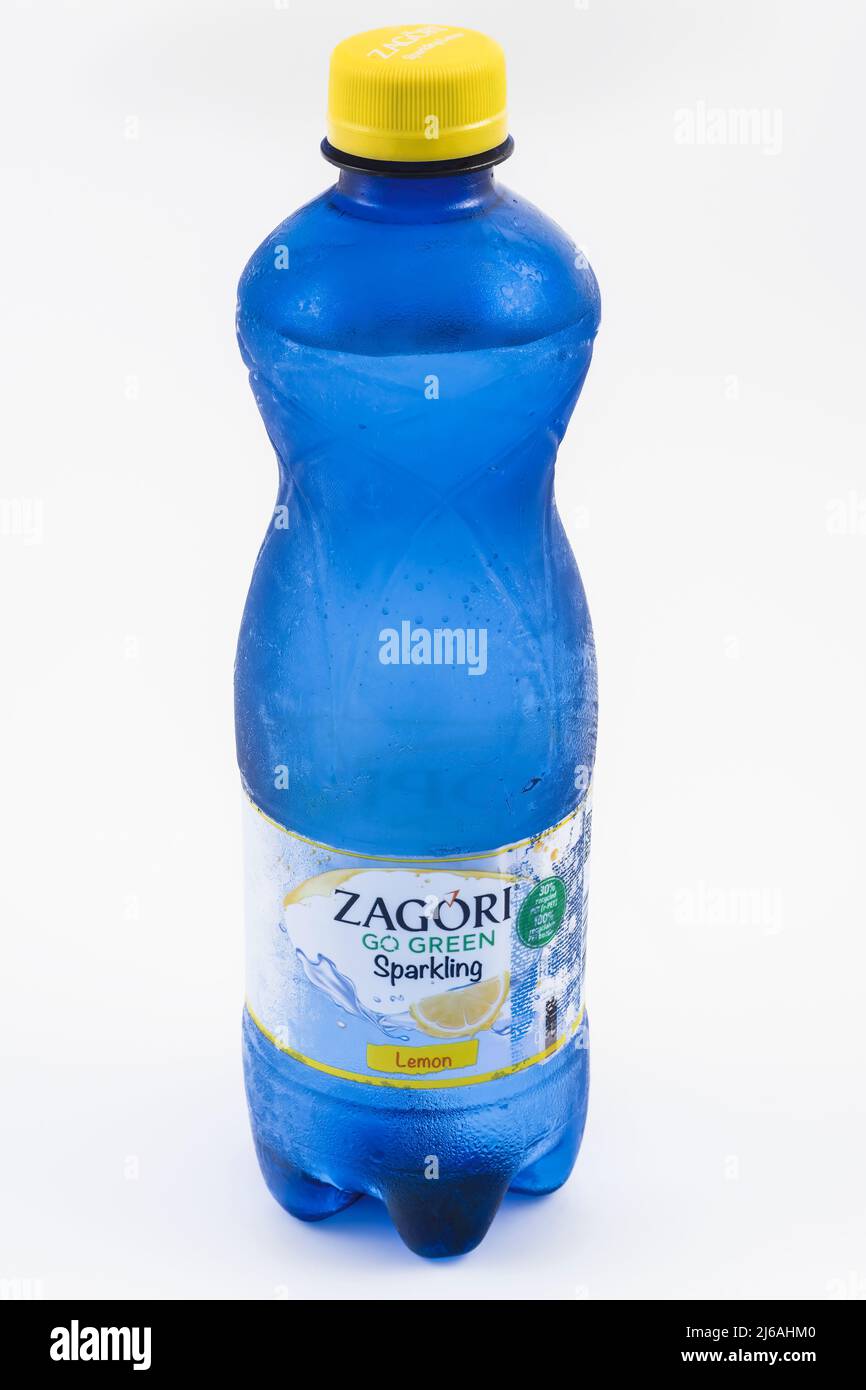 Zagori Go Green natural mineral sparkling lemon aroma water with logo