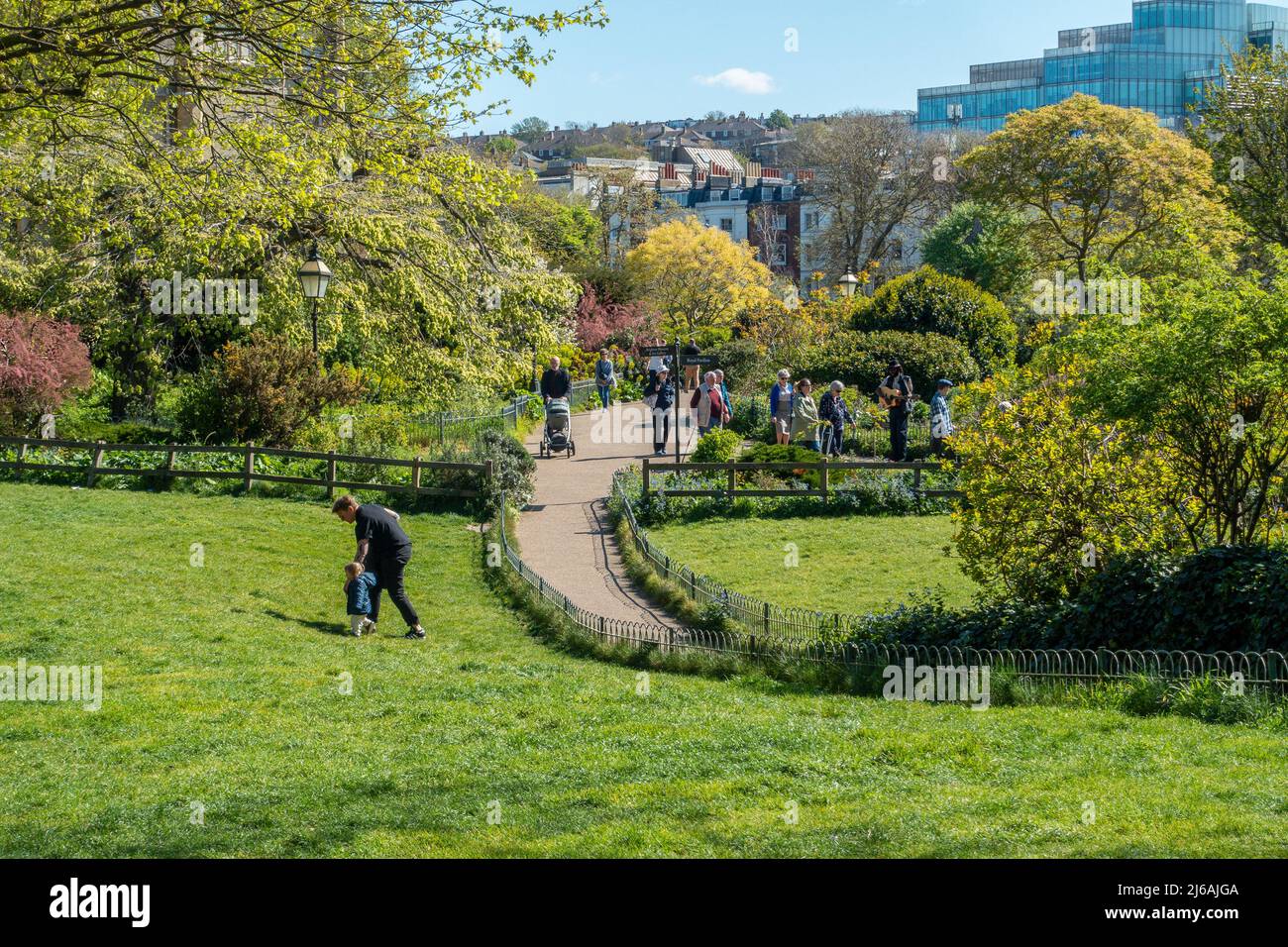 Pavilion Gardens,Spring Sunshine,Brighton Pavilion,Brighton,East Sussex,England Stock Photo