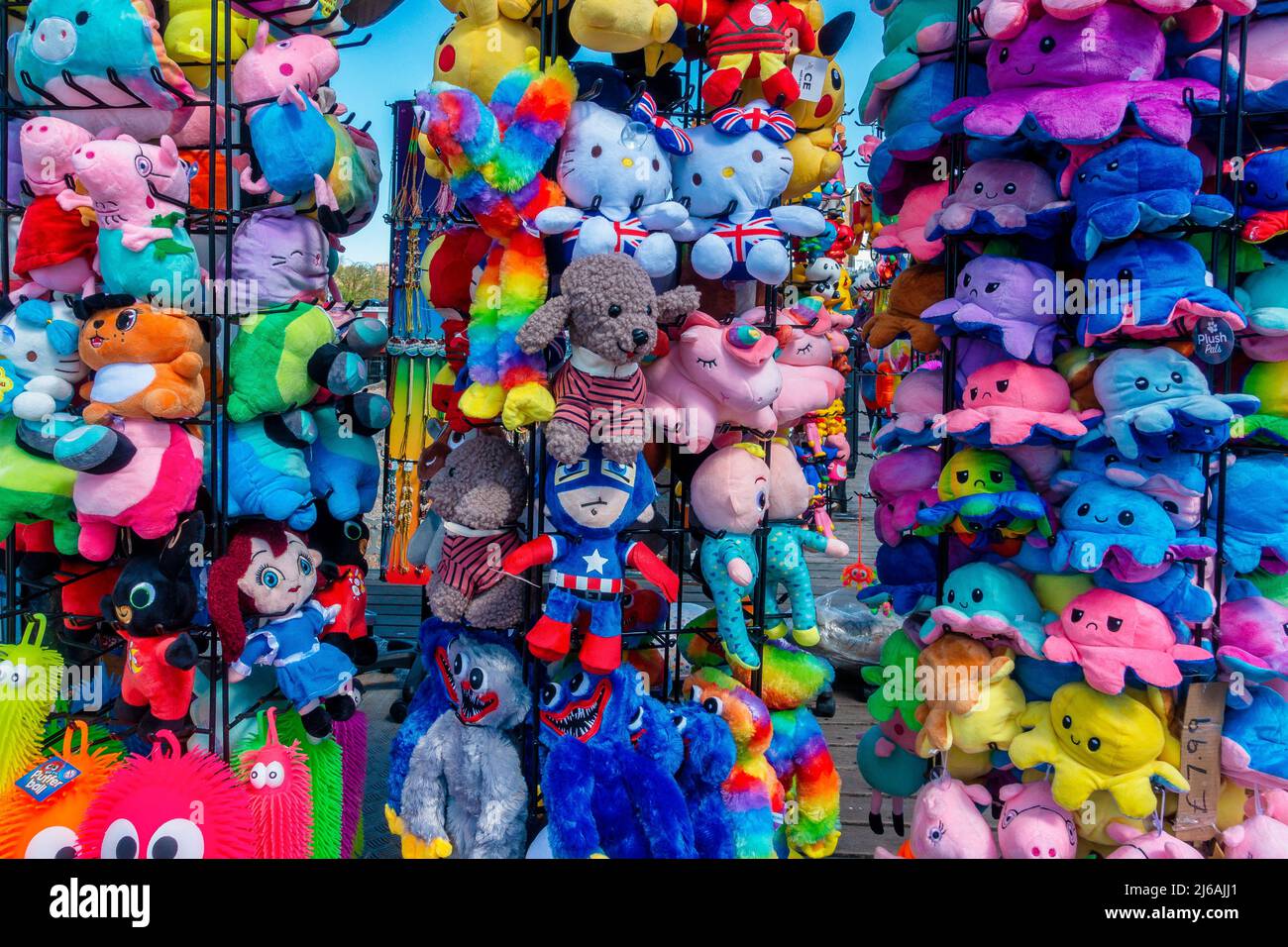 Childrens,Soft Toy,Seaside,Stall,Display,Colourful, Stock Photo