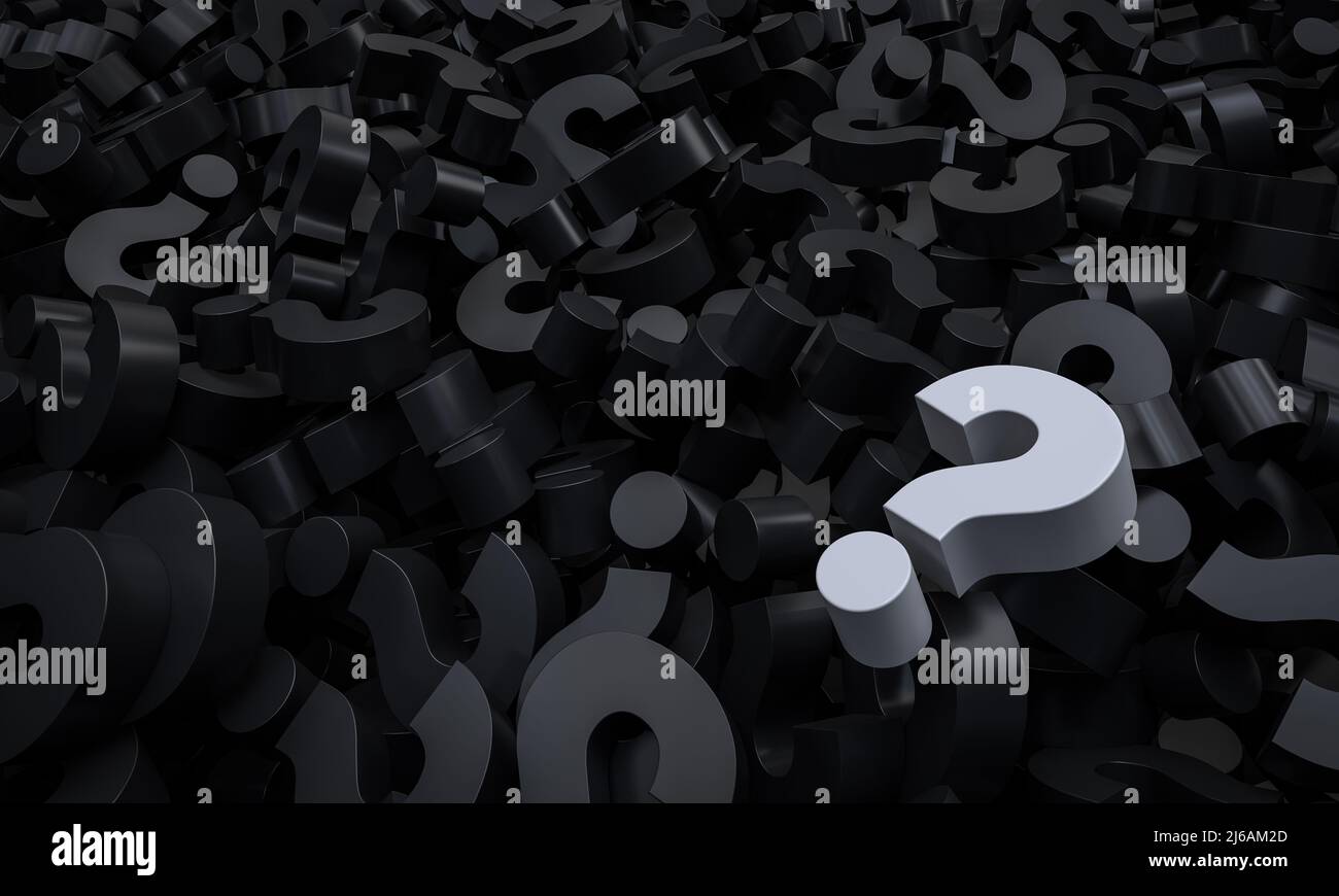 White question mark on a background of question marks. 3d illustration ...