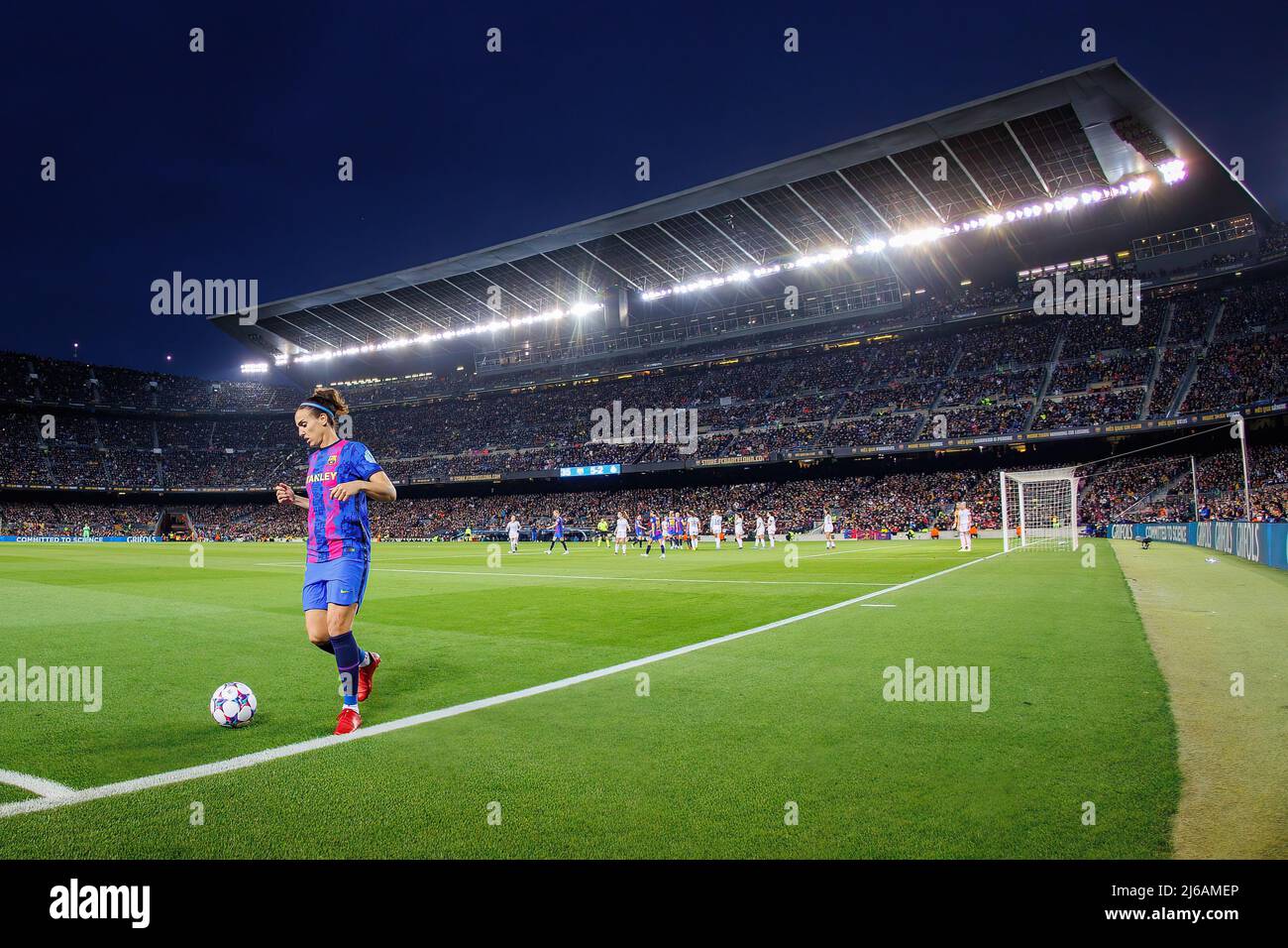 BARCELONA - MAR 30: Melanie Serrano in action during the UEFA Women's Champions League match between FC Barcelona and Real Madrid at the Camp Nou Stad Stock Photo