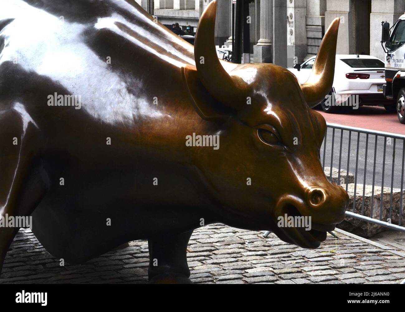 The famous Bull Sculpture on Wall Street, NYC Stock Photo Alamy