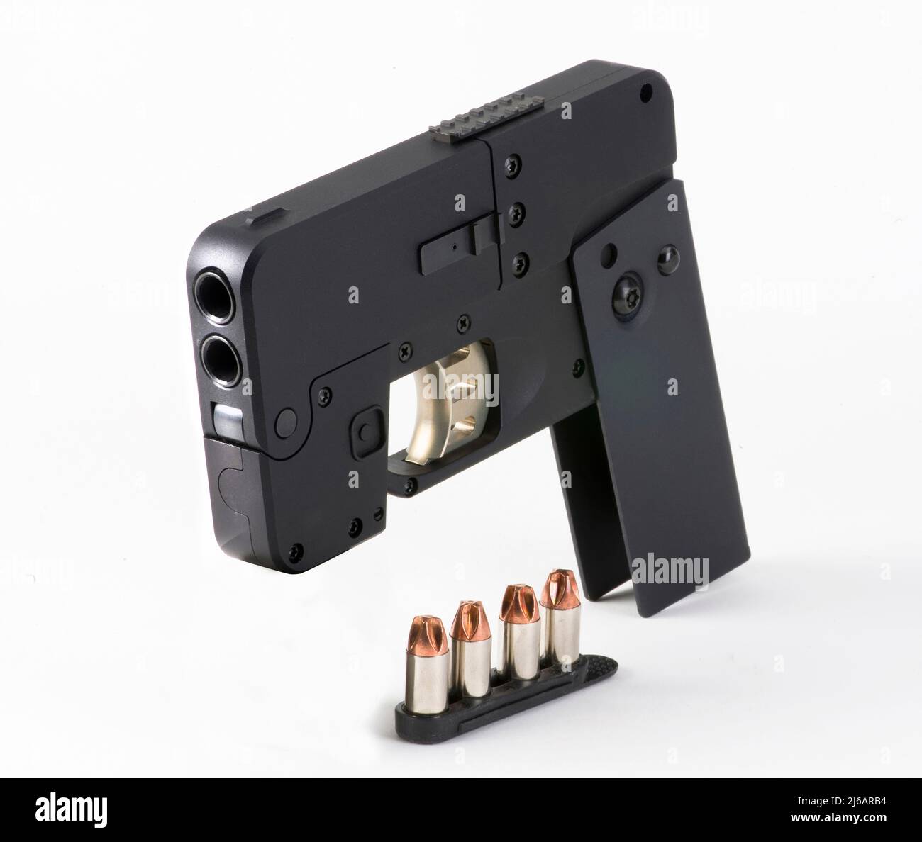 Smart phone 380ACP pistol that folds up and looks like a cell phone. Stock Photo