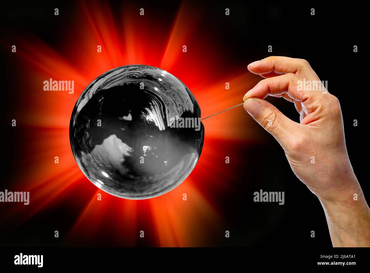 Carbon bubble bursting, conceptual composite image Stock Photo