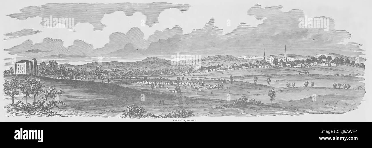 Huntsville, Alabama, in the American Civil War era. 19th century illustration Stock Photo