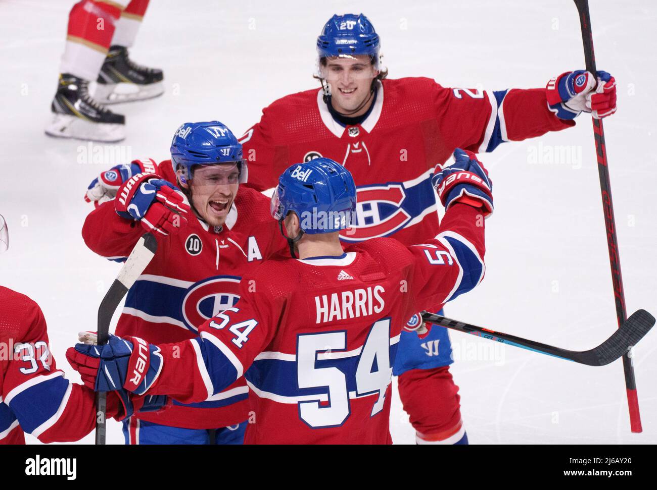 Canada. 29th Apr, 2022. Montreal Canadiens' Brendan Gallagher, eft, and