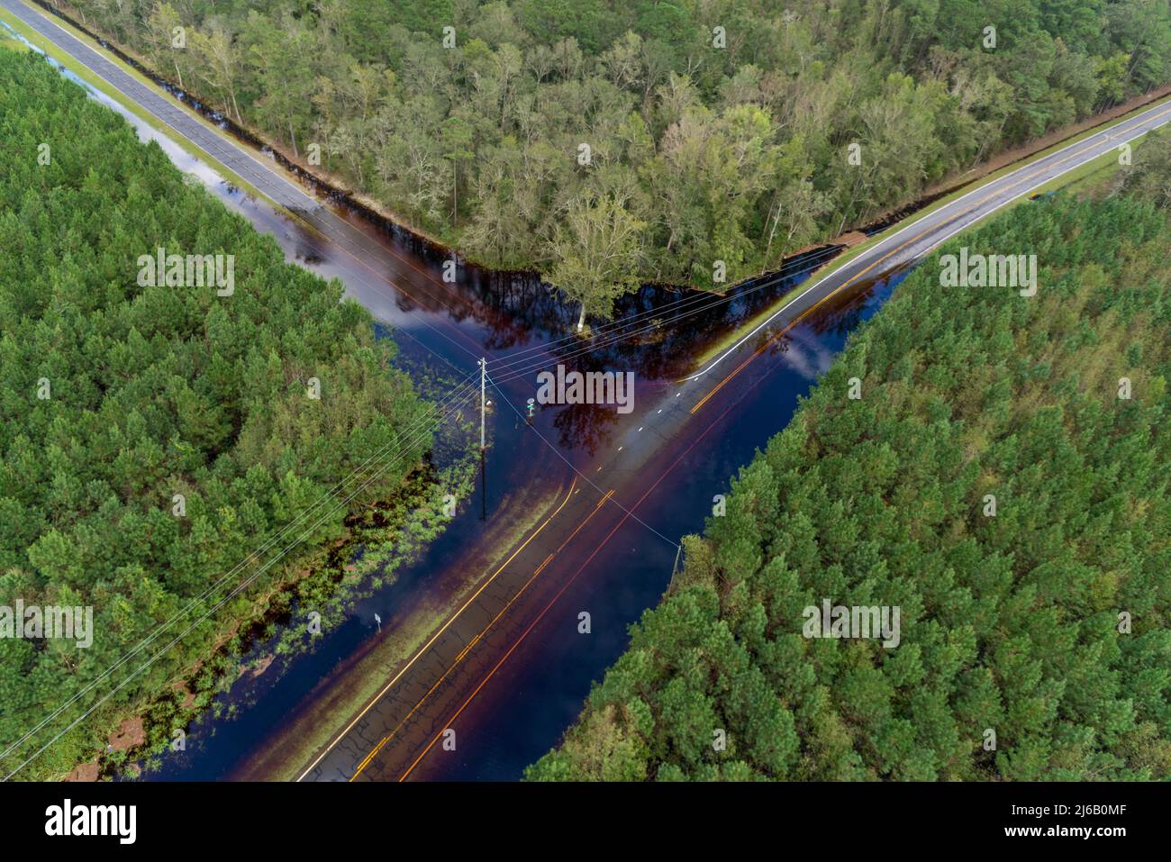 Bladen County, NC, September 18, 2018 Aerial view of the flooding