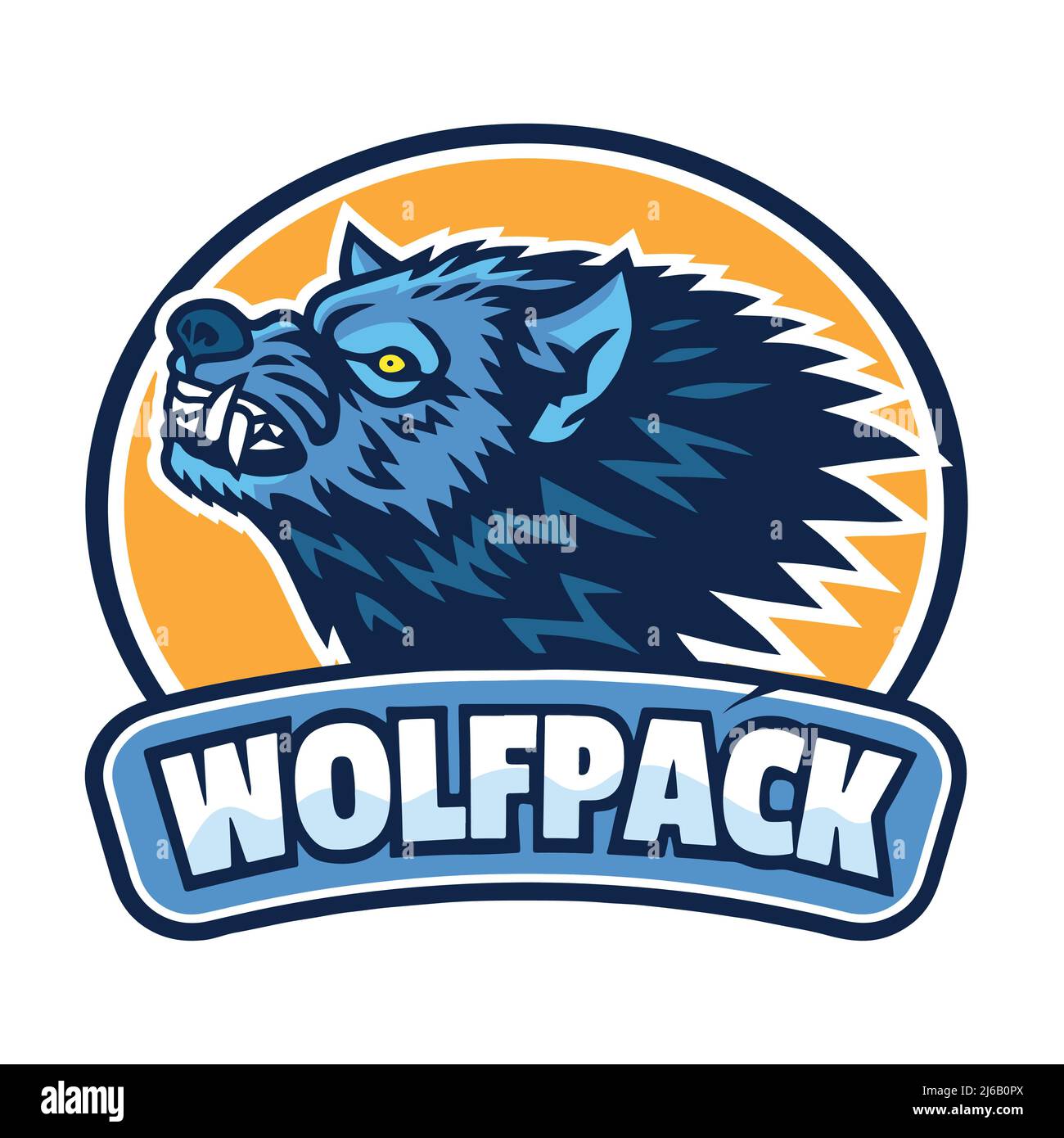 Snarling Wolf Logo Sports Esport Mascot Design Vector Art Illustration Template Stock Vector