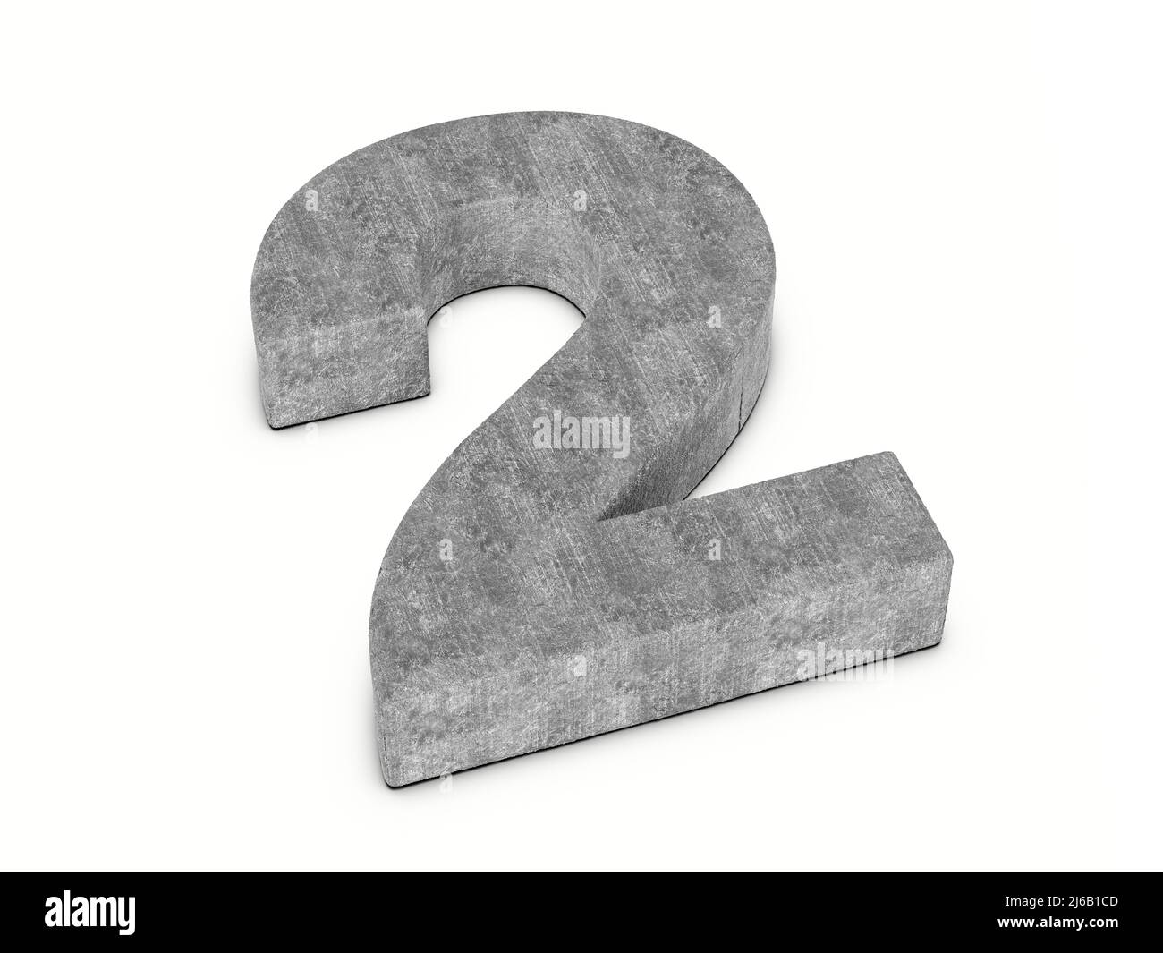 Concrete number two on a white background. 3d illustration Stock Photo ...