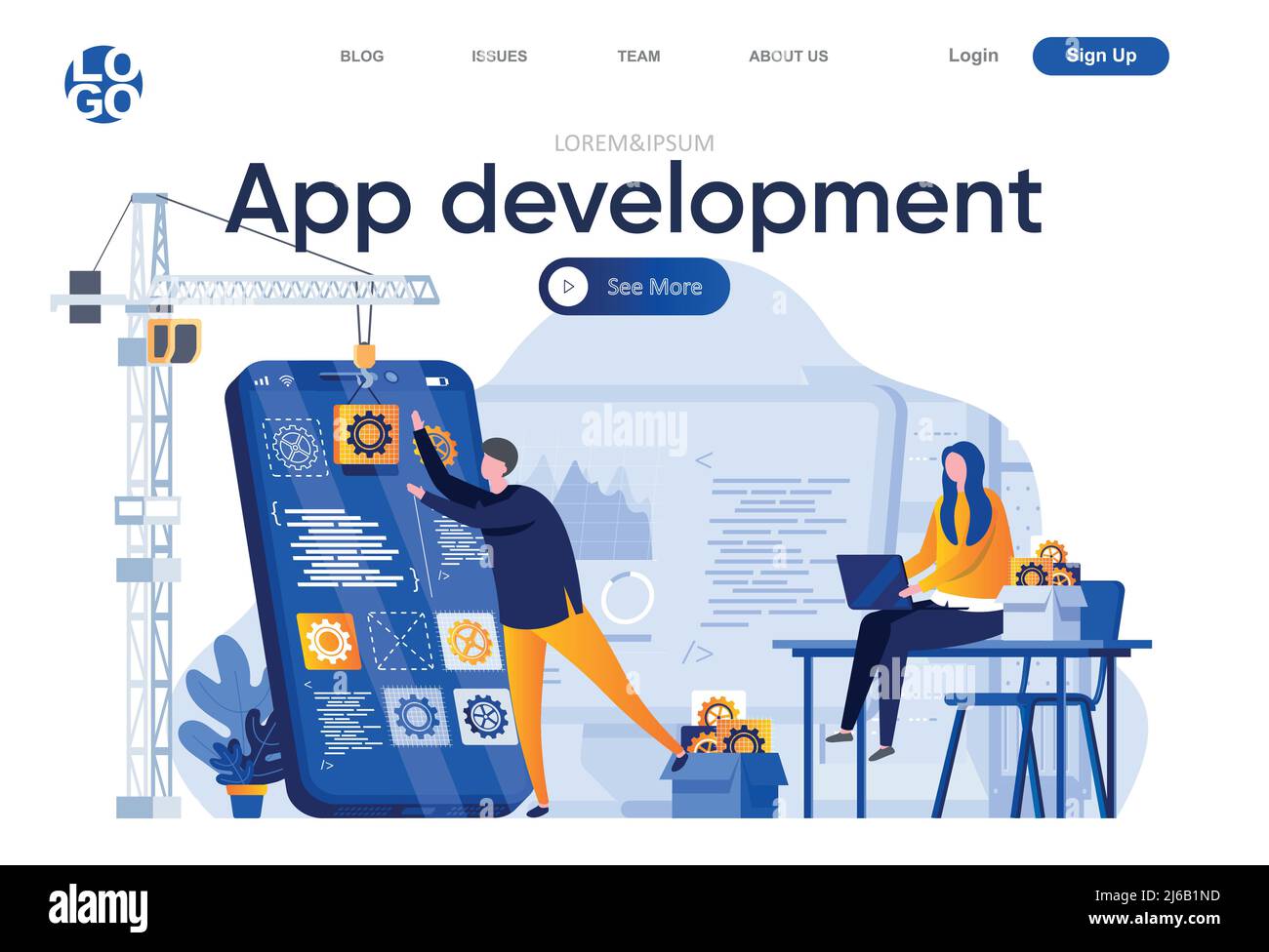 Full stack web developer background High Resolution Stock Photography ...