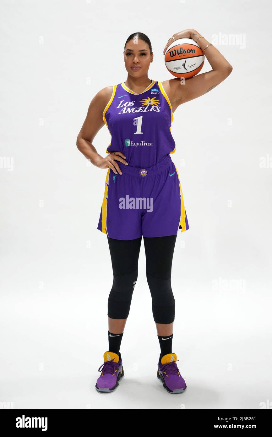 Los Angeles Sparks center Liz Cambage (1) poses during media day