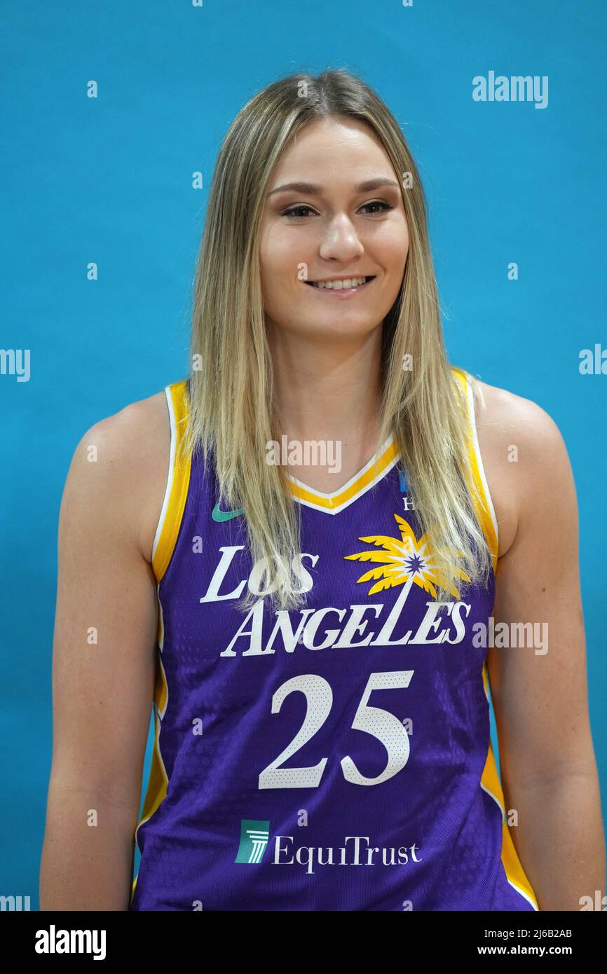 Los Angeles Sparks guard Amy Atwell (25) poses during media day