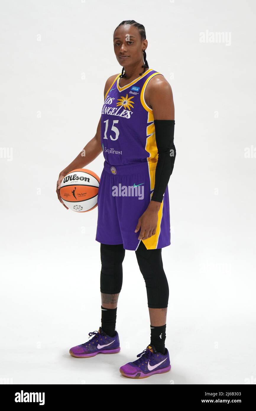 Los Angeles Sparks guard Brittney Sykes (15) poses during media