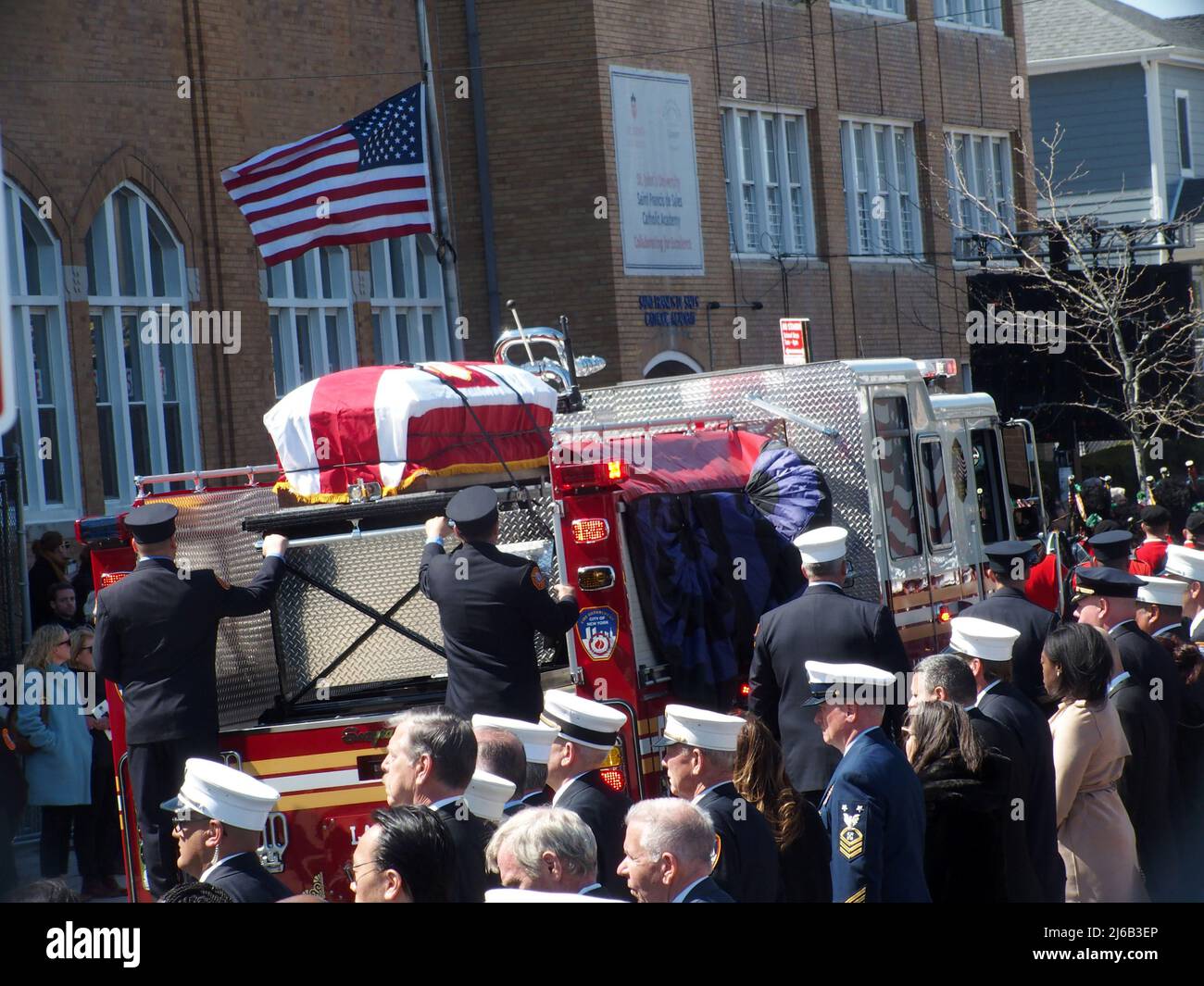 April 29, 2022, New York, New York, USA: April 28, 2022 Funeral for New York City Firefighter Timothy Klein age 31. He was killed when he was searching for a Autistic boy the Second floor ceiling collapsed on top of both of them killing them in a 3 alarm fire in the Canarsie section of Brooklyn N.Y. (Credit Image: © Bruce Cotler/ZUMA Press Wire) Stock Photo